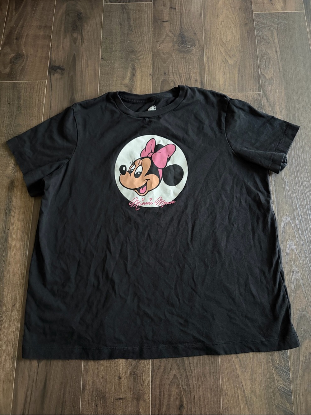 Disney Black Minnie Mouse Tee with Pink Bow